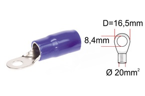 Kabelové oko pro kabel 20 mm² - modré