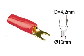 Kabelová vidlička pro kabel 10 mm² - červená