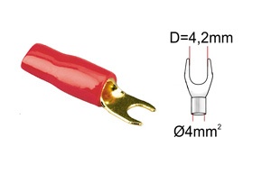 Kabelová vidlička 4 mm² - červená