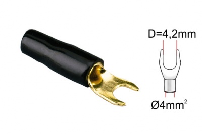 Kabelová vidlička 4 mm² - černá