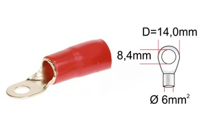 Kabelové oko pro kabel 6 mm² - červené