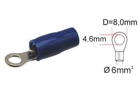 Kabelové oko pro kabel 6 mm² - modré